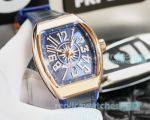 Franck Muller Vanguard V45 Replica Rose Gold Watch SS Blue Face